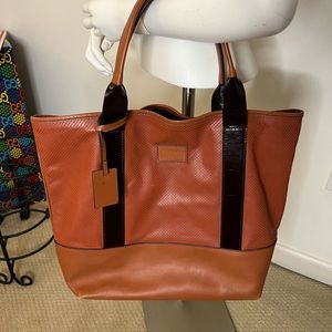 Escada sport leather bag with patent pouch